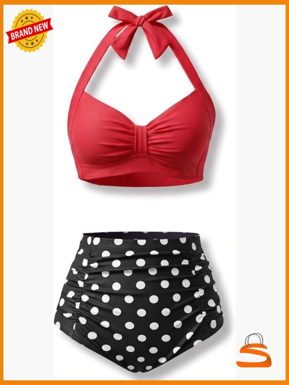 Women High Waisted Bikini Set Tummy Control Two Piece Vintage Halter Swim